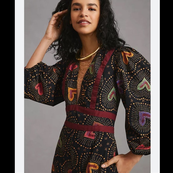 NWT Anthropologie Farm Rio boho heart printed jumpsuit - Picture 4 of 4